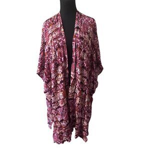 True Craft open front red tan and green cover up size 1X